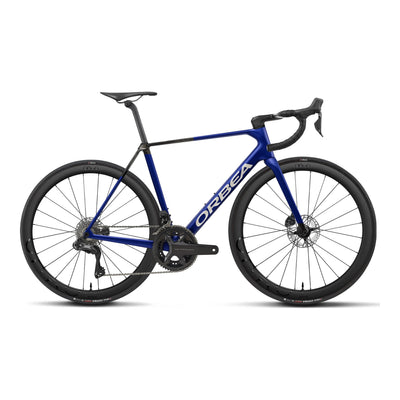 Orbea ORCA M20i TEAM Road Bike in Cobalt Blue - Carbon Raw (Matt), side view