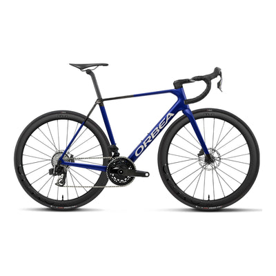 Orbea ORCA M21eTEAM Road Bike in Cobalt Blue - Carbon Raw (Matt), side view