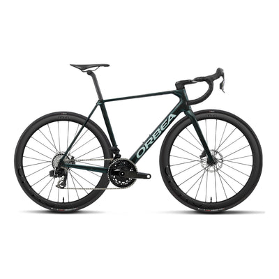 Orbea ORCA M21eTEAM Road Bike in Escape Green - Carbon View Matt, side view