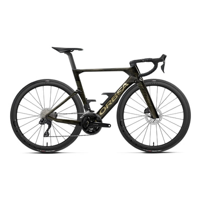 Orbea ORCA AERO M30i LTD Road Bike in Magic Gold C. View - Titanium (Gloss), side view