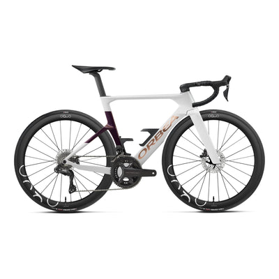 Orbea ORCA AERO M20i LTD Road Bike in Golden Off White - Sunset (Gloss), side view