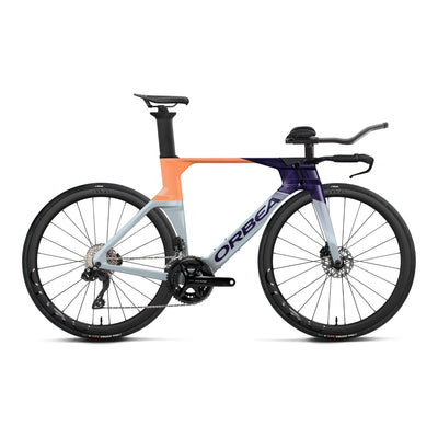 Orbea ORDU M30I LTD Road Bike in Halo Silver - Tanzanite - Orange Cloud (Gloss), side view