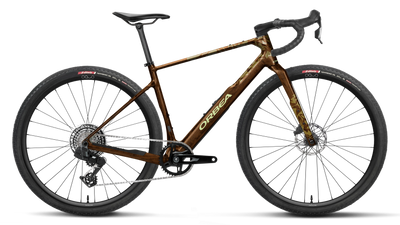 Orbea TERRA M31eTEAM 1X Road Bike in Caramel Carbon View (Gloss), side view