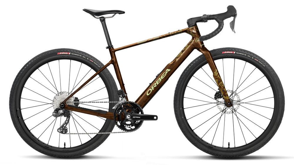 Orbea TERRA M20iTEAM Road Bike in Caramel Carbon View (Gloss), side view