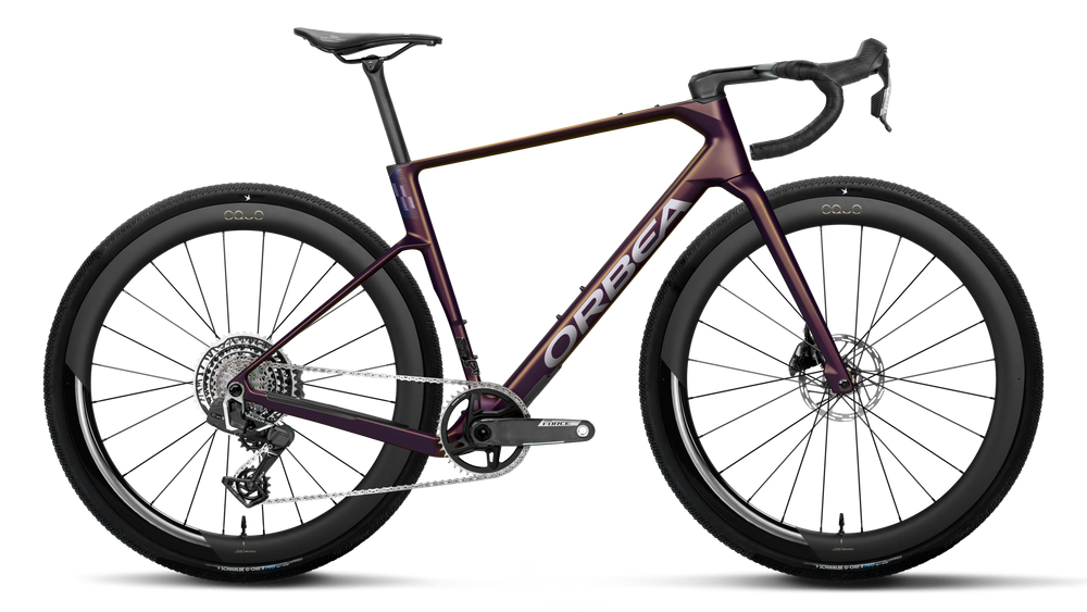 Orbea TERRA RACE M21eLTD 1X Road Bike in Sunset Carbon View (Matt), side view