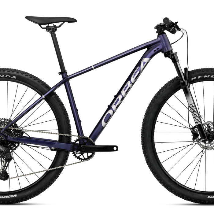 2027 Orbea Onna 27 20 Hardtail Mountain Bike in Tanzanite (Matt) - Silver (Gloss), side view