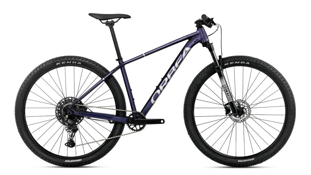 2027 Orbea Onna 27 20 Hardtail Mountain Bike in Tanzanite (Matt) - Silver (Gloss), side view
