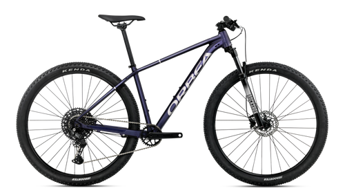 2027 Orbea Onna 27 20 Hardtail Mountain Bike in Tanzanite (Matt) - Silver (Gloss), side view