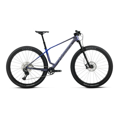 Orbea ALMA M20 Mountain Bike in Noctiluca Carbon View - Cobalt Blue (Gloss), side view