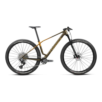 Orbea ALMA M-PRO Mountain Bike in Caramel Carbon View - Leo Orange (Gloss), side view