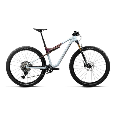 Orbea OIZ M20 Mountain Bike in Frozen Concrete - Sunset Carbon View (Matt), side view