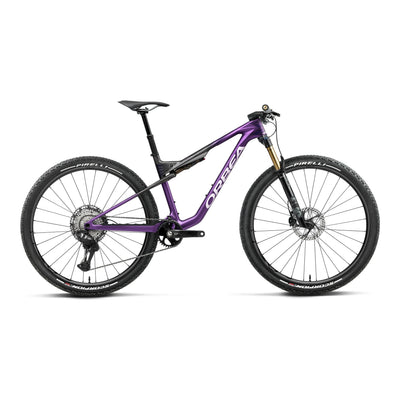 Orbea OIZ M-PRO Mountain Bike in Royal Plum - Diamond Black Carbon View (Matt), side view