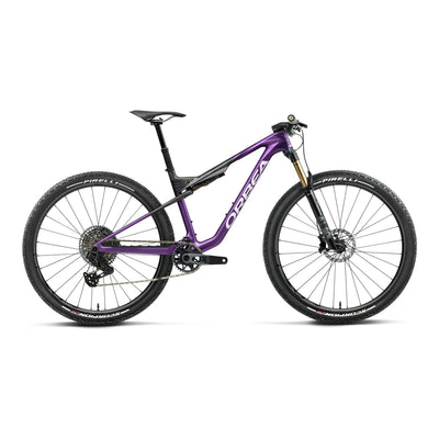 Orbea OIZ M-TEAM AXS Mountain Bike in Royal Plum - Diamond Black Carbon View (Matt), side view