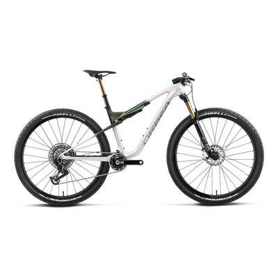 Orbea OIZ M-LTD Mountain Bike in Iris White - Seaweed Carbon View (Gloss), side view