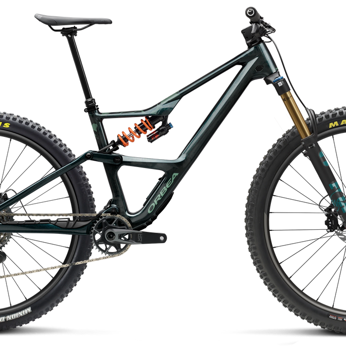 Orbea OCCAM LT M-TEAM Mountain Bike in Escape Green - Carbon View Gloss, side view