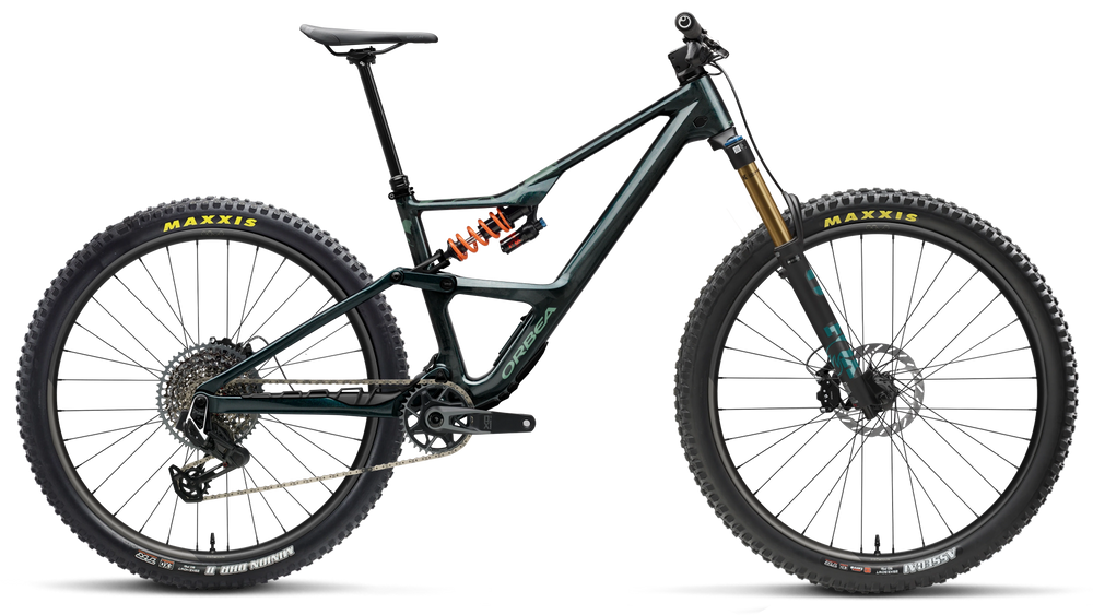 Orbea OCCAM LT M-TEAM Mountain Bike in Escape Green - Carbon View Gloss, side view