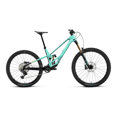 Orbea RALLON E-TEAM Mountain Bike in Aloha Green - Fantasy Purple Carbon View (Gloss), side view