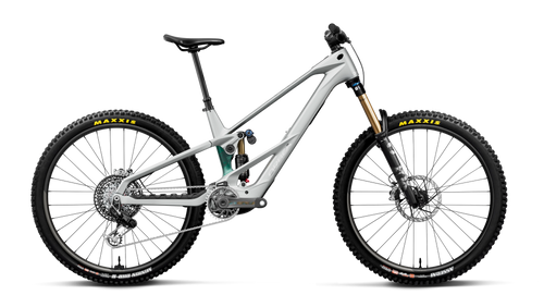 Orbea WILD LT M-LTD RS Mountain Bike in Smooth Silver (Matt) - Escape Green C. View (Gloss), side view