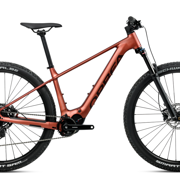 Orbea URRUN 30 Mountain Bike in Mars Red (Matt) - Cosmic Bronze (Gloss), side view