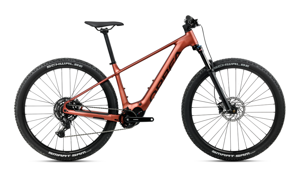 Orbea URRUN 30 Mountain Bike in Mars Red (Matt) - Cosmic Bronze (Gloss), side view