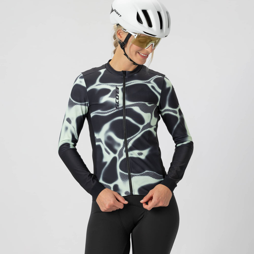 SCOTT Pro Mid Long-sleeve Women's Jersey in Black/Vapour Green, view 4