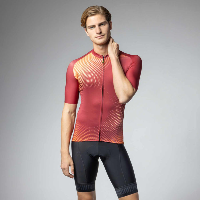 Ale Clothing Optical Pragma Short Sleeved Jersey in Burgundy