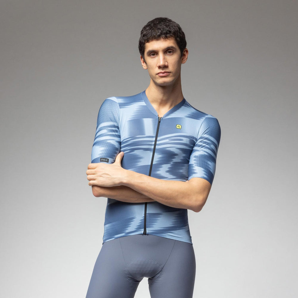 Ale Clothing Techno PR-E Mens Short Sleeved Jersey in Blue