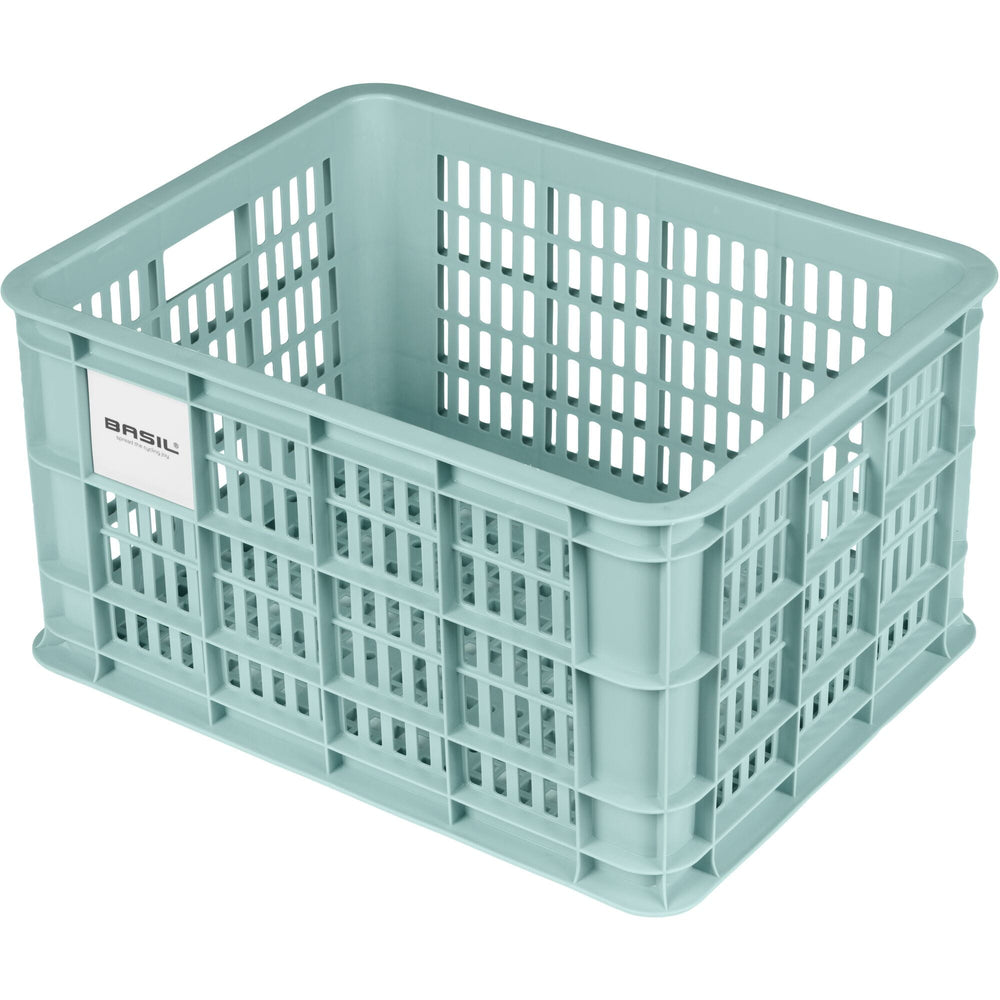 Basil bicycle crate L, 40L, recycled synthetic, silver blue