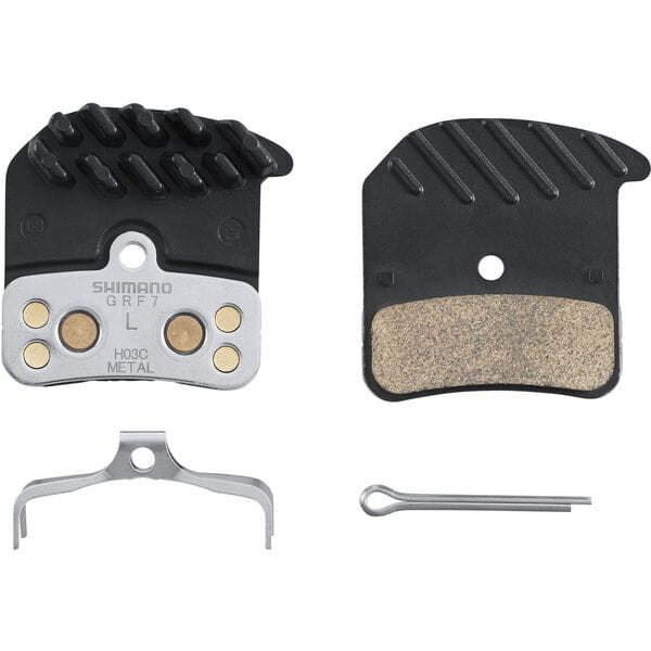 H03C-MF disc pads and spring, metal sintered, alloy/stainless back, cooling fins