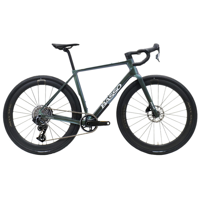 Basso Palta III Force Gravel Bike with Fuga Carbon Integrated Bar Galaxy in Aurora Green