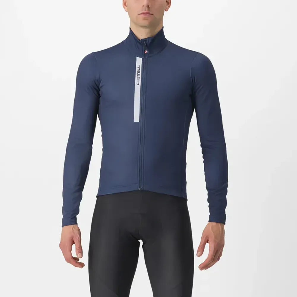 Castelli Entrata Thermal Long Sleeve Jersey in Belgian Blue/Silver Grey
