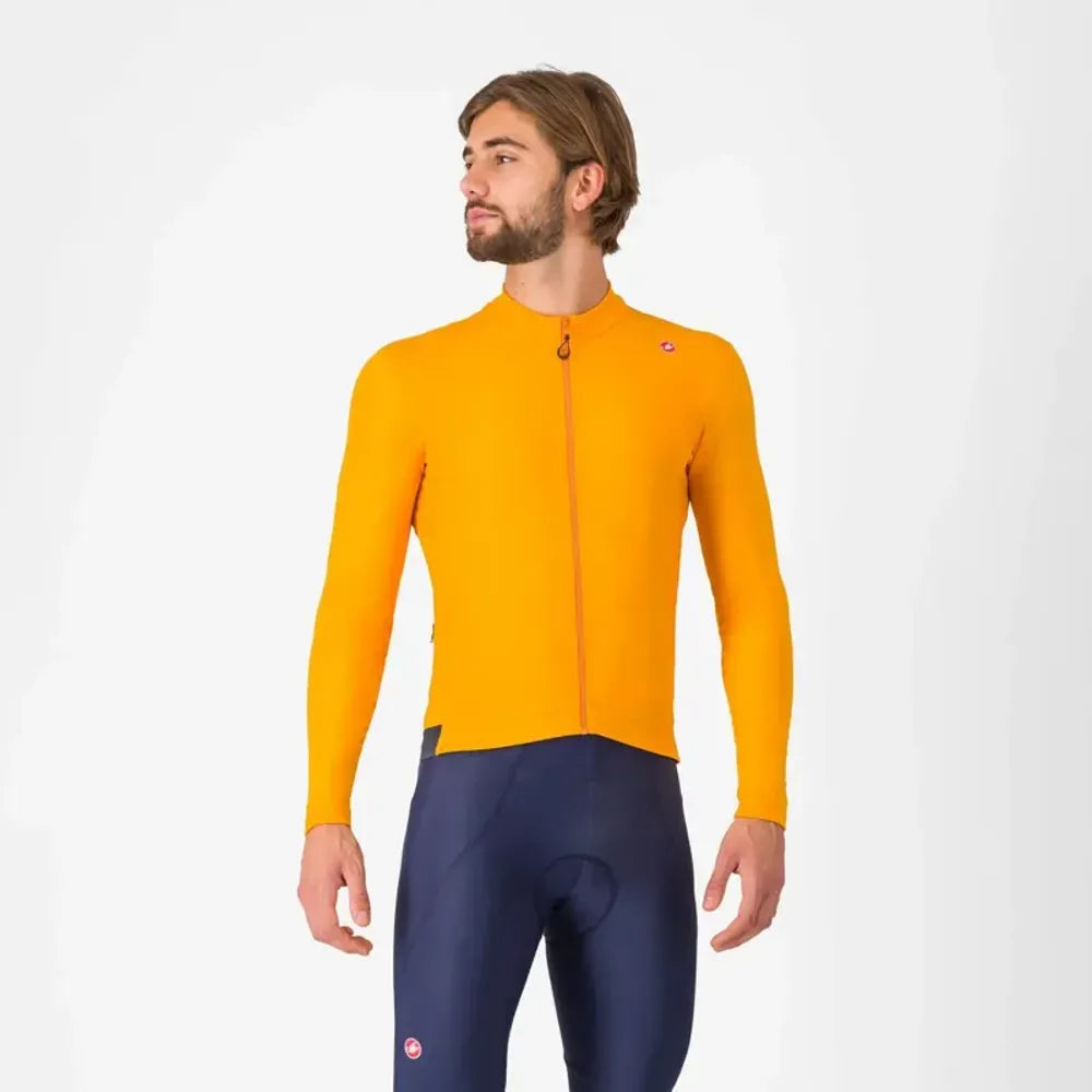 Castelli Espresso Thermal Jersey in Vivid Orange/Dark Grey