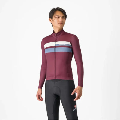 Castelli Lineare Jersey in Deep Bordeaux/Light Steel Blue