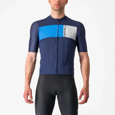 Castelli Prologo 7 Jersey in Belgian Blue/Drive Blue/Silver