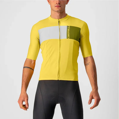 Castelli Prologo 7 Jersey in Passion Fruit/Ivory/Avocado Green