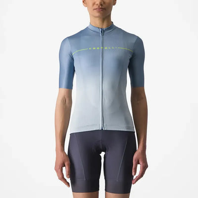 Castelli Salita Women's Jersey in Steel Blue/Winter Sky/Electric Lime