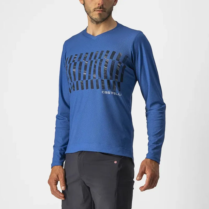 Castelli Trail Tech Long Sleeve T-Shirt in Blue/Savile Blue/Silver
