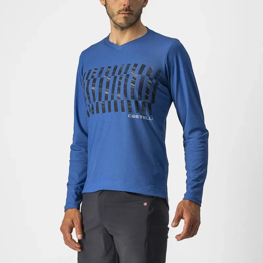Castelli Trail Tech Long Sleeve T-Shirt in Blue/Savile Blue/Silver