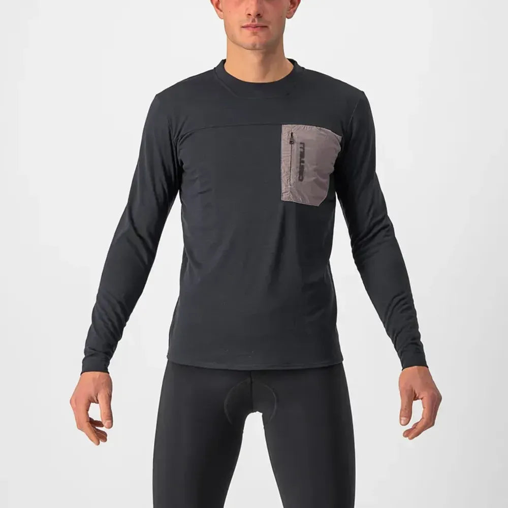 Castelli Unlimited Merino Long Sleeve T-Shirt in Light Black/Nickel Grey