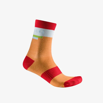  Castelli Velocissima 2 Women's Thermal Socks in Soft Orange/Hibiscus/White