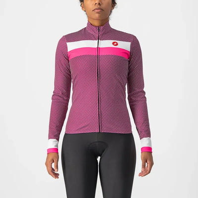 Castelli Volare Long Sleeve Women's Jersey in Cyclamen/White/Pink Fluo