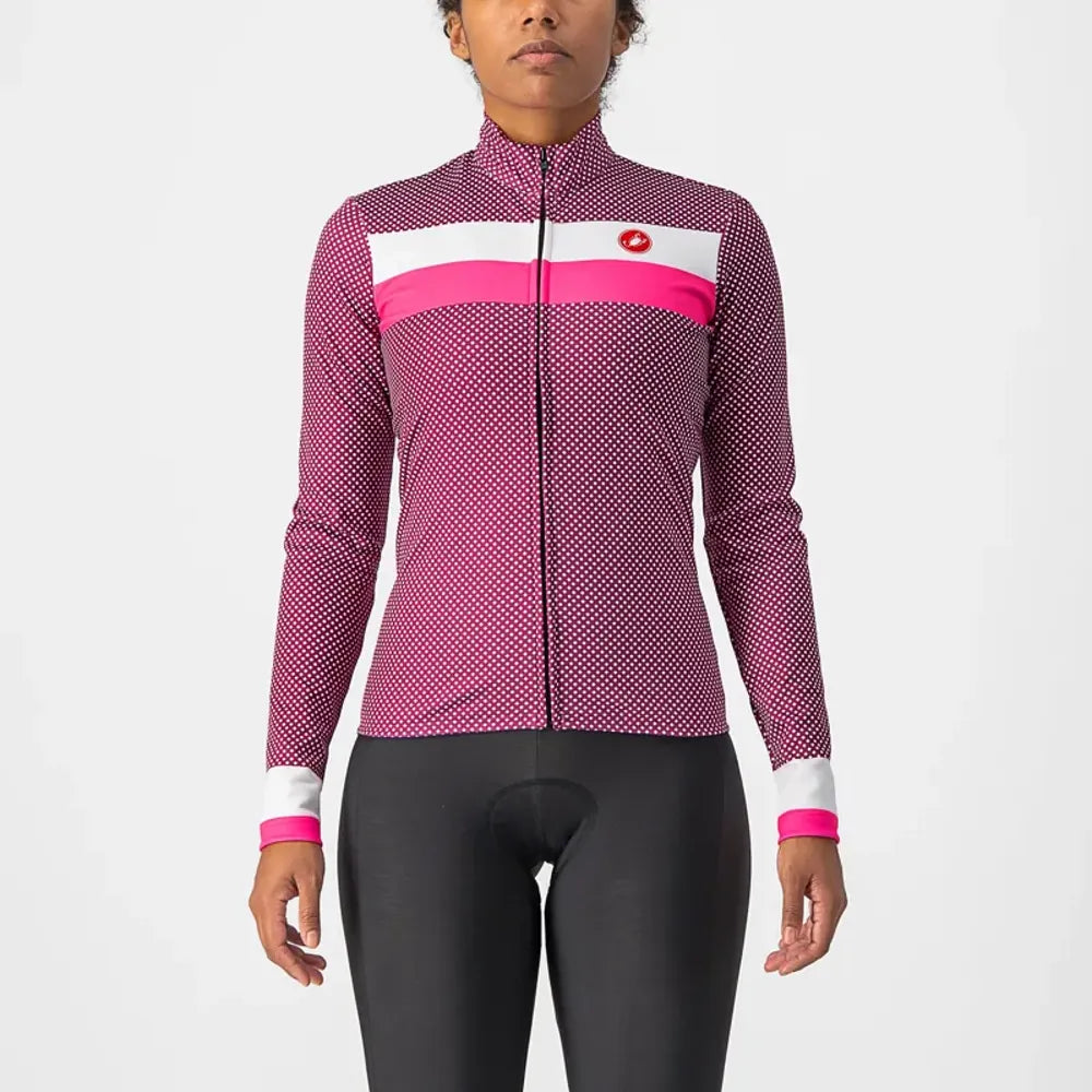 Castelli Volare Long Sleeve Women's Jersey in Cyclamen/White/Pink Fluo