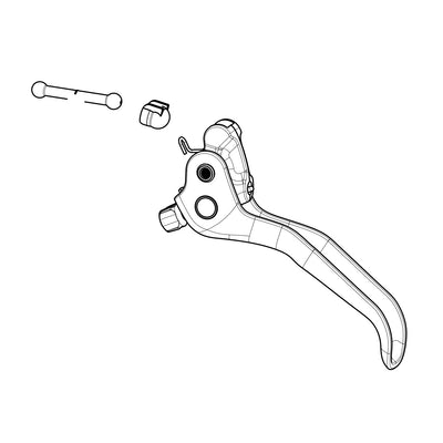 SRAM Spare - Disc Brake Lever Blade Kit - Aluminum Lever Black (Includes Blade, Reach Knob, Cam, Spring, Bushing) - Level Bronze Stealth C1 (SRAM spare parts catalogue drawing)