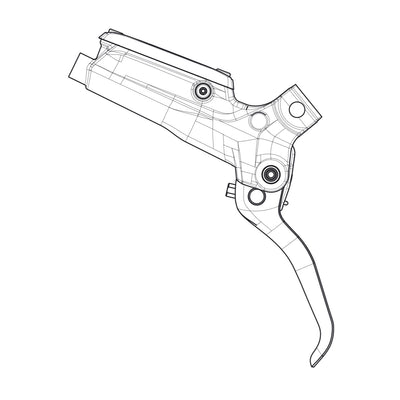 SRAM Spare - Disc Brake Lever Assembly - Aluminum Lever (Assembled, No Hose, Includes Barb & Olive) - G2 R (A2) (SRAM spare parts catalogue drawing)