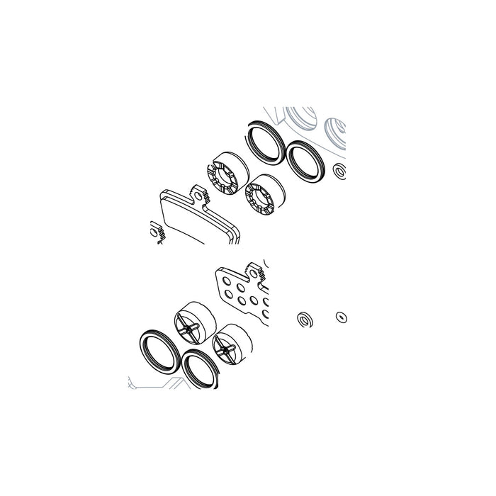 SRAM Disc Brake Caliper Piston Kit - (Includes 2-16mm, 2-15mm Caliper Pistons, Seals, O-Rings) - Code RSC/RS(A1)/R(B1)/Ult/Sil/Brz (C1) (SRAM spare parts catalogue drawing)