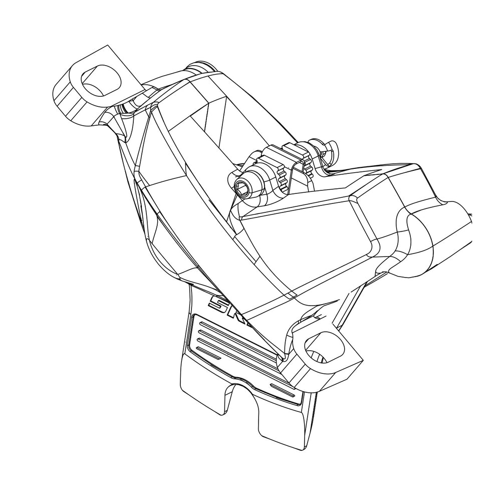 SRAM Spare - Disc Brake Caliper Assembly - (Assembled, No Hose) Black Anodized - Code Silver Stealth C1) (SRAM spare parts catalogue drawing)