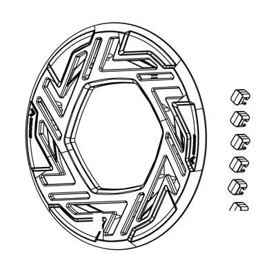 SRAM Pedal Assist T-Type Chainring Clip On Guard Unisize 38T/36T/34T (EMTB) Including 6 Safety Clips (SRAM spare parts catalogue drawing)