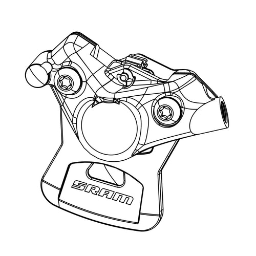 SRAM Spare - Disc Brake Caliper Assembly - (Assembled, No Hose) Force Etap Axs Iridescent D2 - Flat Mount Front/Rear Including Brake Pads (SRAM spare parts catalogue drawing)