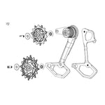 SRAM Rear Derailleur Cage Assembly Kit GX T-Type Eagle AXS (Full Replacement Cage Assembly Including Outer And Inner Cages, Damper And Pulleys) (SRAM spare parts catalogue drawing)