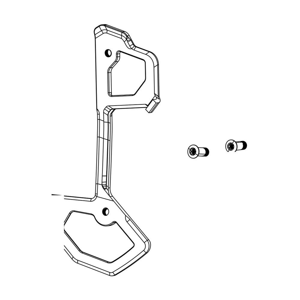 SRAM Rear Derailleur Inner Cage Eagle 90 T-Type (Silver Inner Cage Including 2 T25 Stainless Steel Pulley Bolts) (SRAM spare parts catalogue drawing)